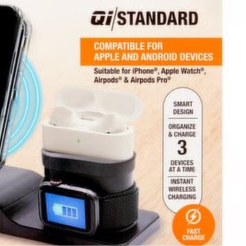 3-in-1 Wireless Charging Stand - Black - Picture 3 of 4
